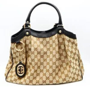 Gucci Sukey GG Canvas Handbag Supreme Beige h